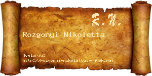 Rozgonyi Nikoletta névjegykártya